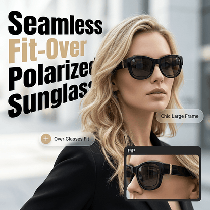 Bora Oversized Sunglasses | Polarized, UV400 Protection, Stylish Fit Over Prescription Glasses - Hartwella