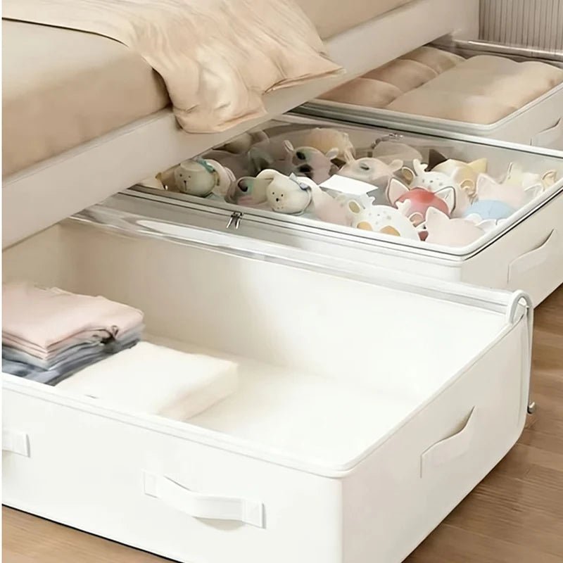 Bora Underbed Storage Tote | Foldable, Transparent, Dual-Zippered - Hartwella