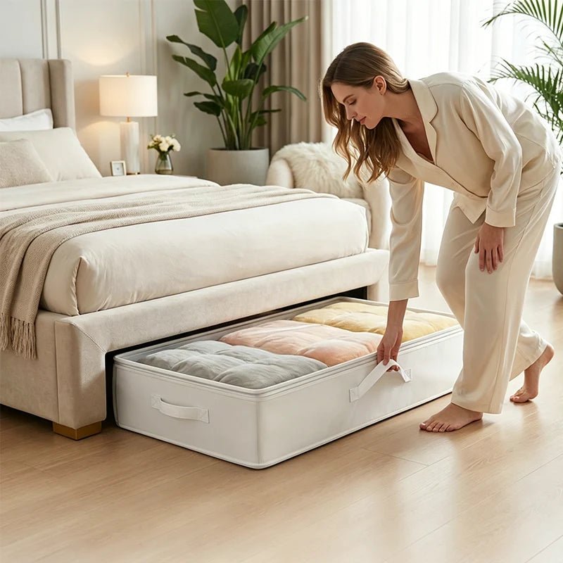 Bora Underbed Storage Tote | Foldable, Transparent, Dual-Zippered - Hartwella
