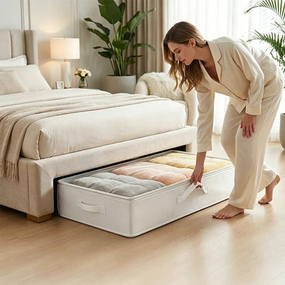 Bora Underbed Storage Tote | Foldable, Transparent, Dual-Zippered - Hartwella