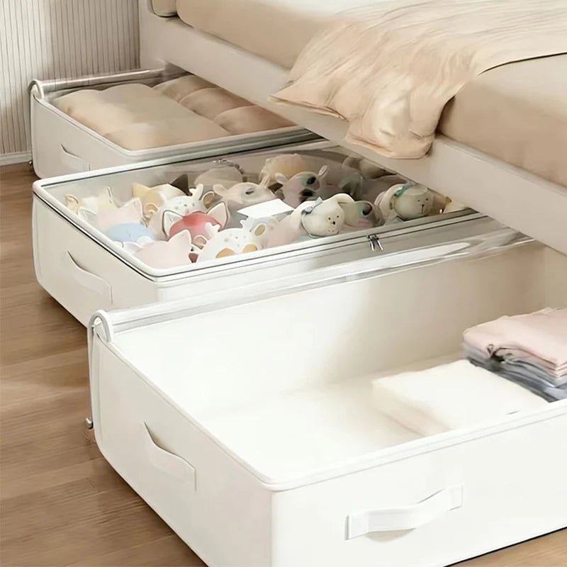 Bora Underbed Storage Tote | Foldable, Transparent, Dual-Zippered - Hartwella