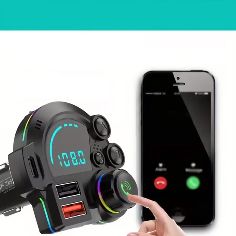 Breeze Bluetooth FM Transmitter for Car | Dual USB Fast Charging, Enhanced Bass Sound - Hartwella
