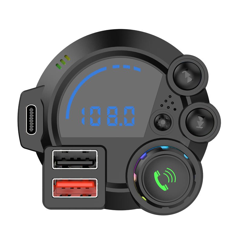 Breeze Bluetooth FM Transmitter for Car | Dual USB Fast Charging, Enhanced Bass Sound - Hartwella