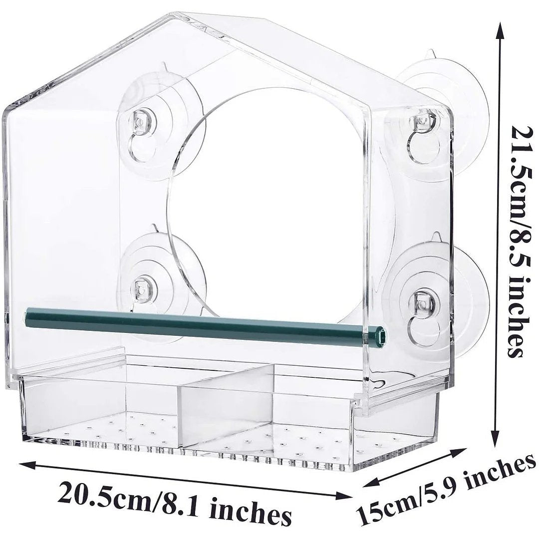 Breezy Bird Feeder | Window-Mounted, Clear Acrylic - Hartwella