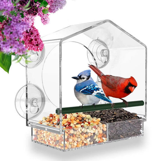 Breezy Bird Feeder | Window-Mounted, Clear Acrylic - Hartwella