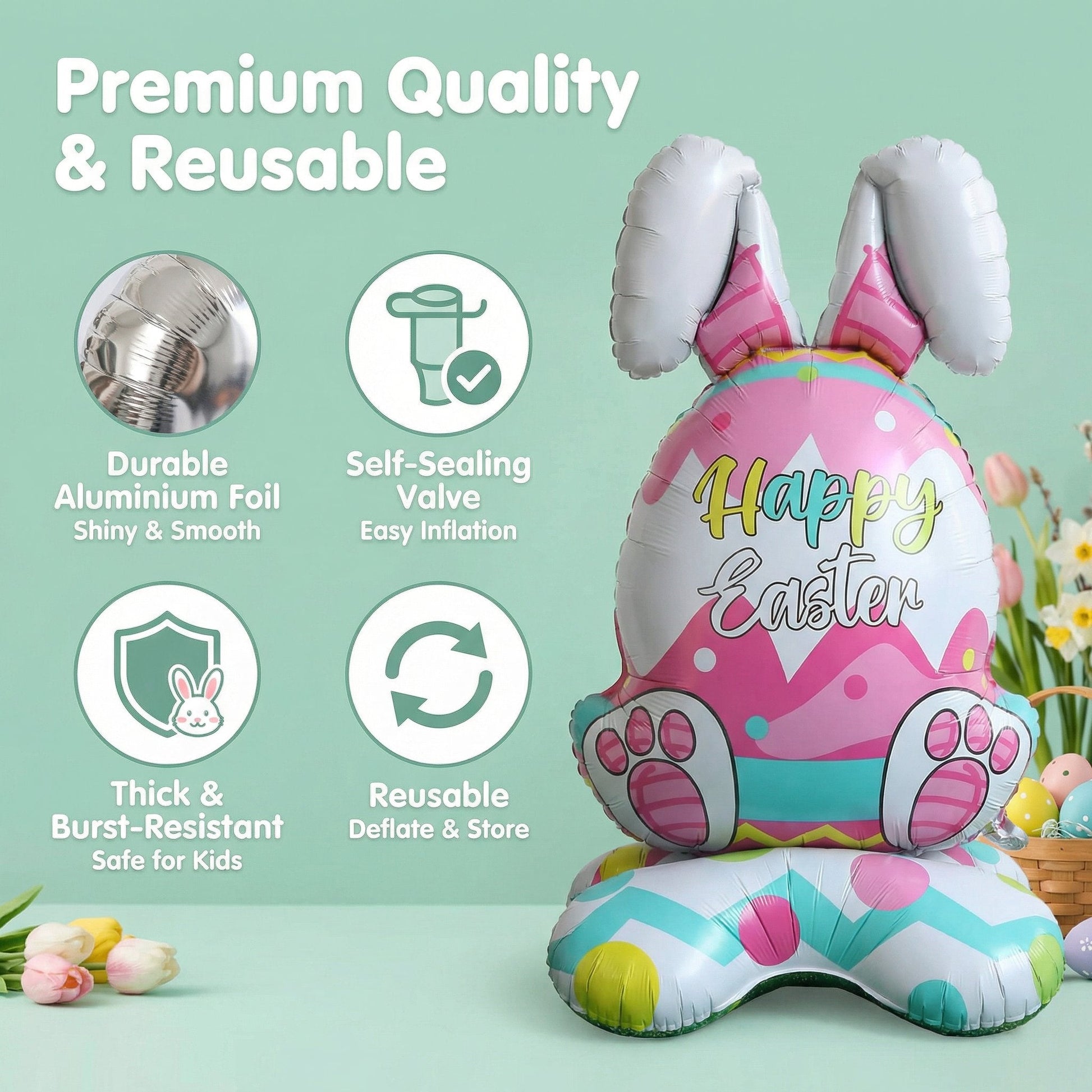 Breezy Bunny Balloon | Giant 3D Self - Supporting Decoration - Hartwella