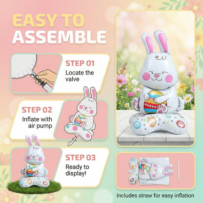 Breezy Bunny Balloon | Giant 3D Self - Supporting Decoration - Hartwella