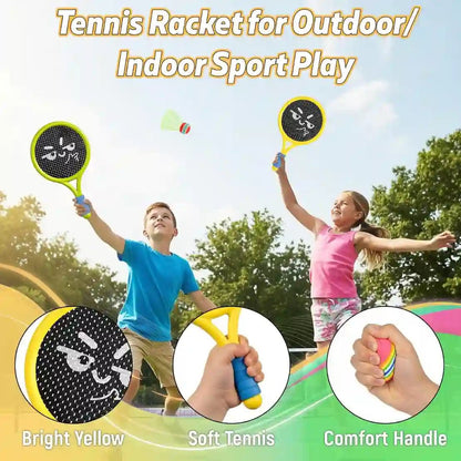 Breezy Racket Toy Set | Soft Foam Edges, Silent Bounce Ball - Hartwella