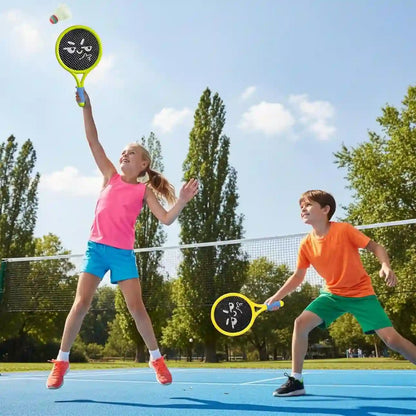 Breezy Racket Toy Set | Soft Foam Edges, Silent Bounce Ball - Hartwella