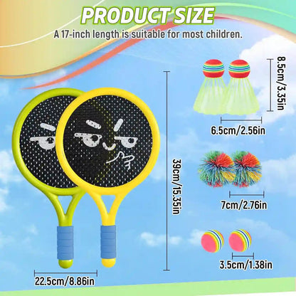 Breezy Racket Toy Set | Soft Foam Edges, Silent Bounce Ball - Hartwella