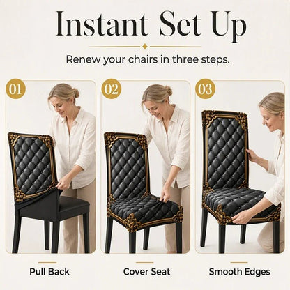Brenno Dining Chair Cover | Washable, High-Density Polyester, Baroque Design - Hartwella