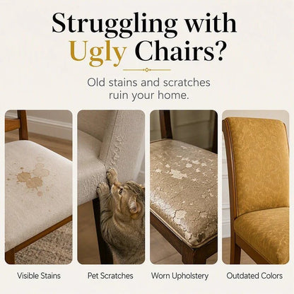 Brenno Dining Chair Cover | Washable, High-Density Polyester, Baroque Design - Hartwella