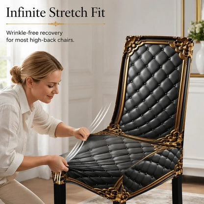 Brenno Dining Chair Cover | Washable, High-Density Polyester, Baroque Design - Hartwella