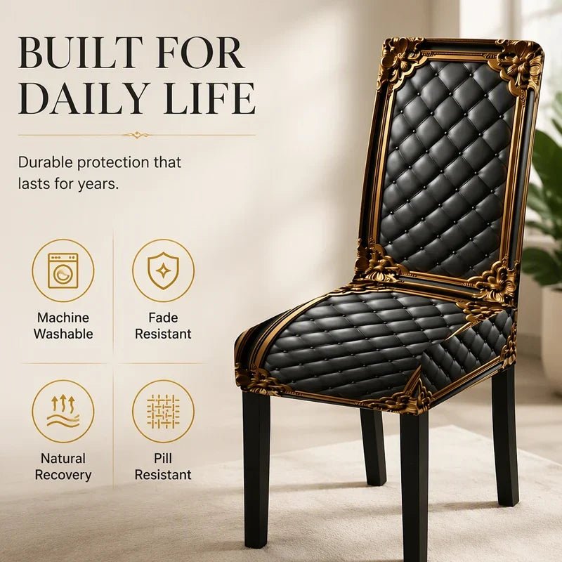 Brenno Dining Chair Cover | Washable, High-Density Polyester, Baroque Design - Hartwella