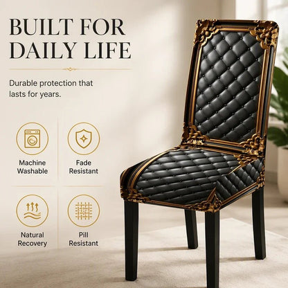 Brenno Dining Chair Cover | Washable, High-Density Polyester, Baroque Design - Hartwella