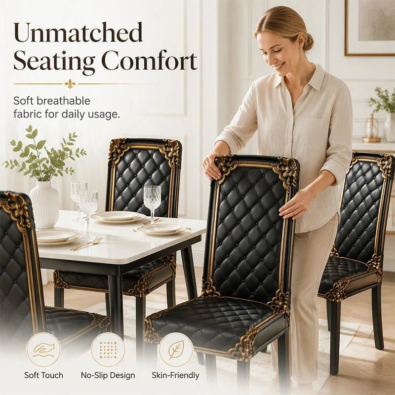 Brenno Dining Chair Cover | Washable, High-Density Polyester, Baroque Design - Hartwella