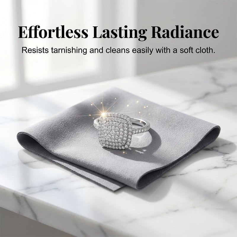 Brio Double Halo Square Ring | Cushion - Cut, Hypoallergenic - Hartwella