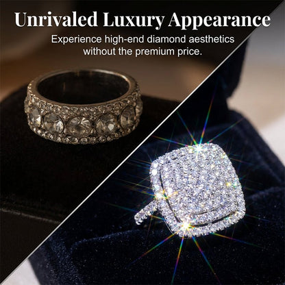 Brio Double Halo Square Ring | Cushion - Cut, Hypoallergenic - Hartwella