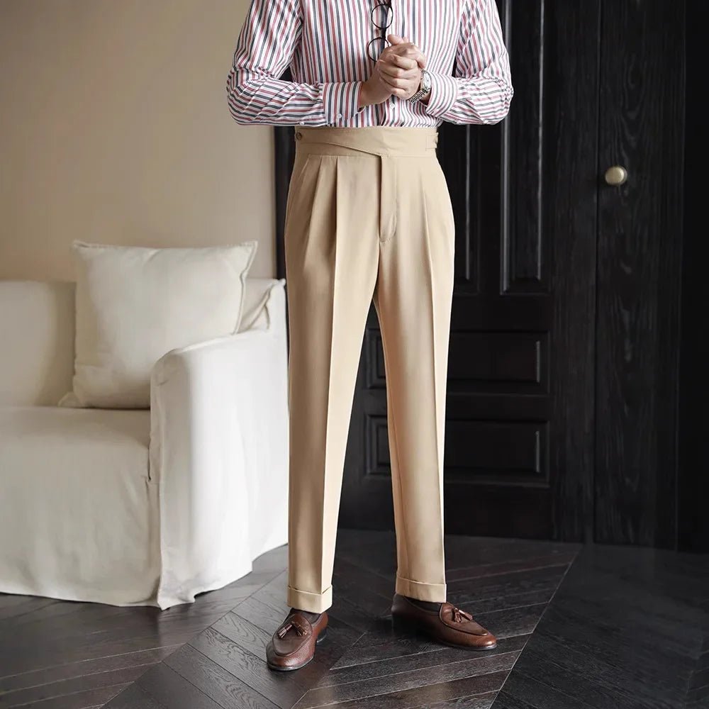 Bristol Plaid Pants | Cotton-Silk Blend, High-Waist Design - Hartwella