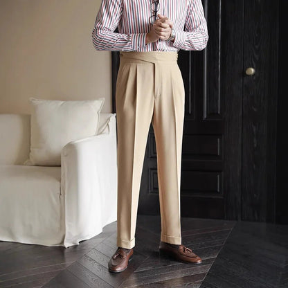 Bristol Plaid Pants | Cotton-Silk Blend, High-Waist Design - Hartwella