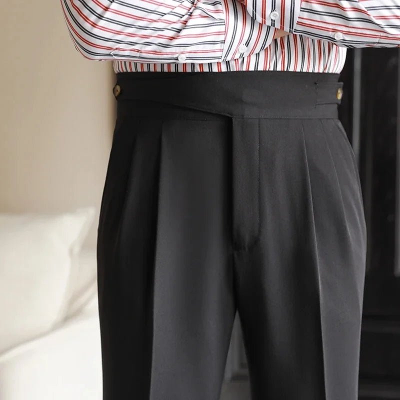 Bristol Plaid Pants | Cotton-Silk Blend, High-Waist Design - Hartwella