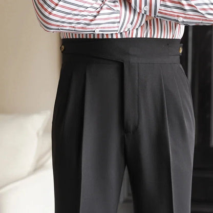 Bristol Plaid Pants | Cotton-Silk Blend, High-Waist Design - Hartwella
