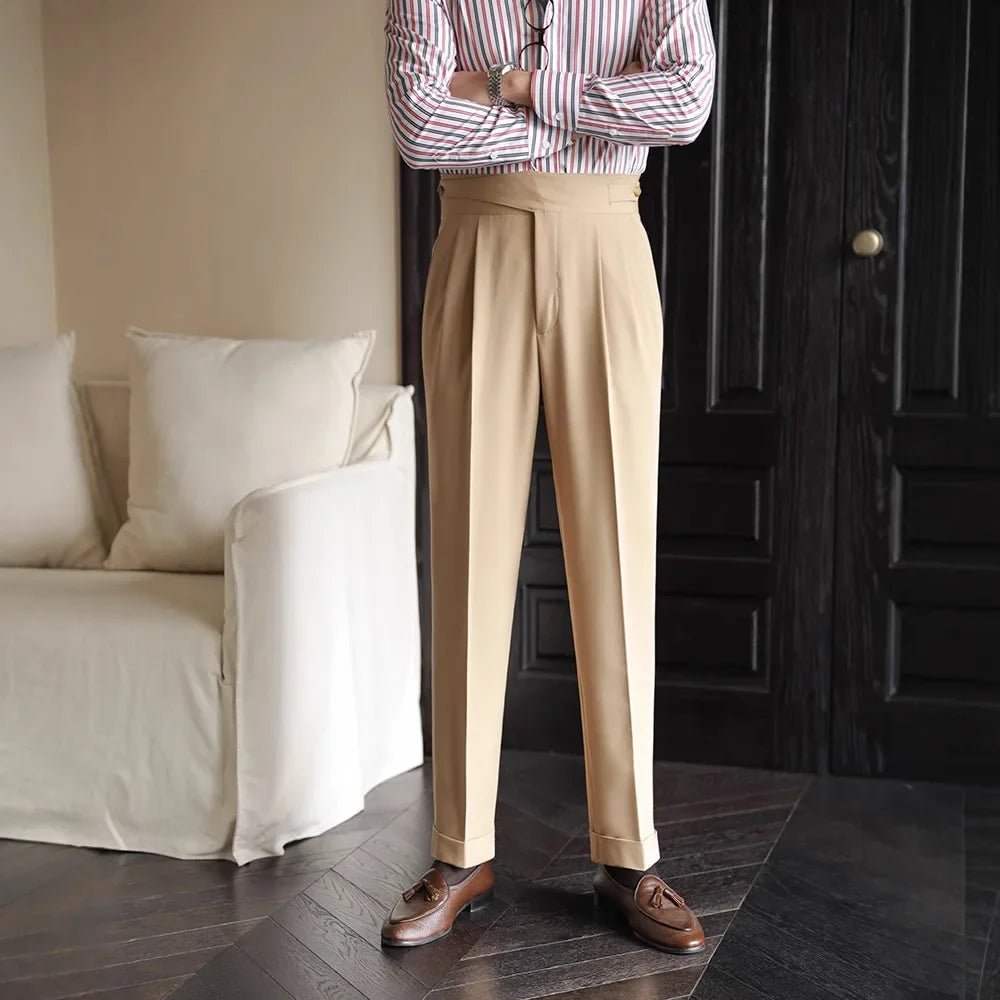 Bristol Plaid Pants | Cotton-Silk Blend, High-Waist Design - Hartwella