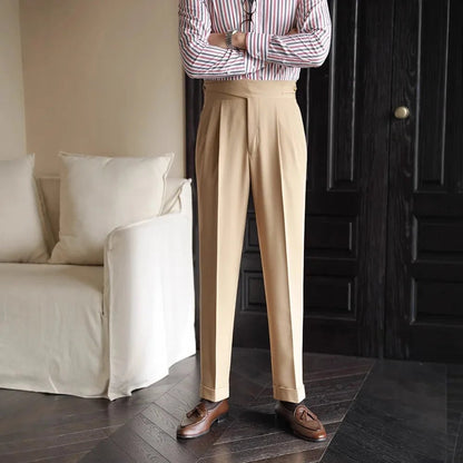 Bristol Plaid Pants | Cotton-Silk Blend, High-Waist Design - Hartwella