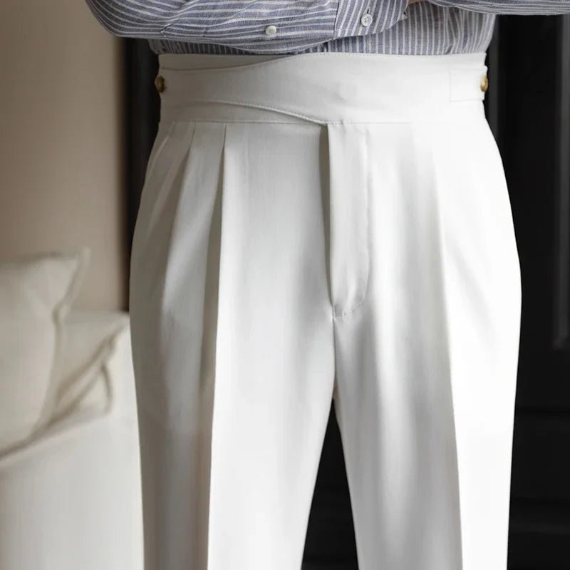 Bristol Plaid Pants | Cotton-Silk Blend, High-Waist Design - Hartwella