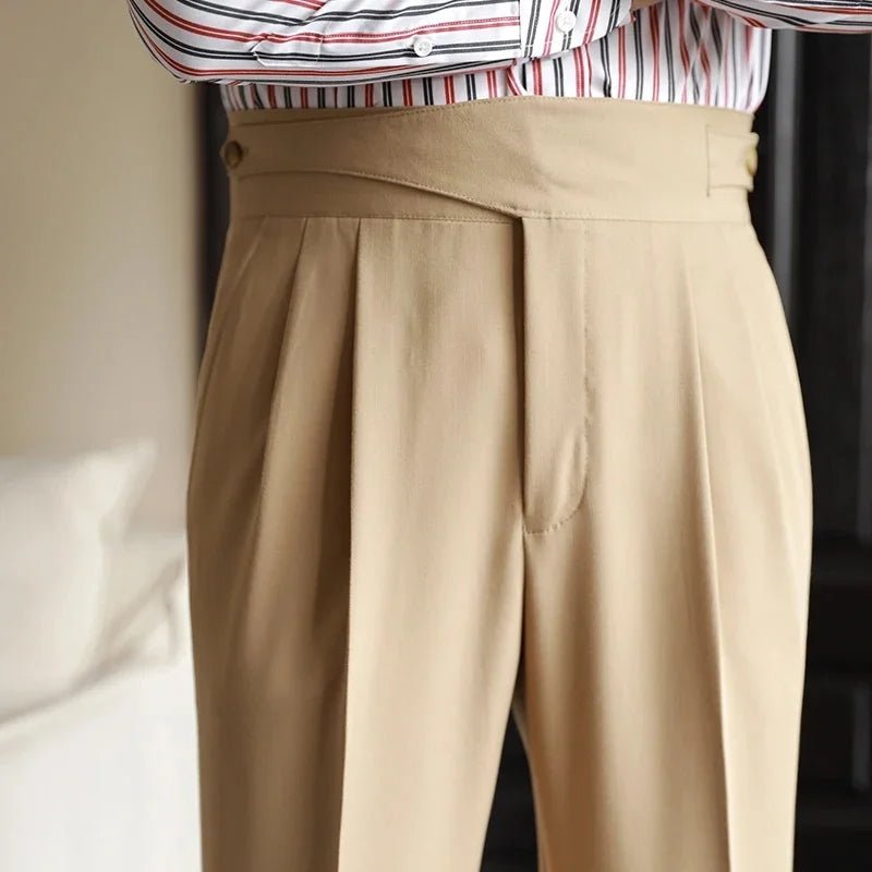 Bristol Plaid Pants | Cotton-Silk Blend, High-Waist Design - Hartwella