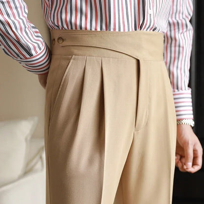 Bristol Plaid Pants | Cotton-Silk Blend, High-Waist Design - Hartwella