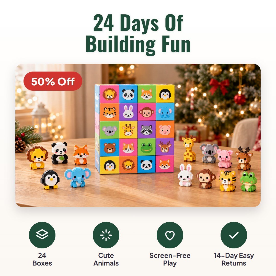 Brixly™ Animal Building Blocks Advent Calendar - Hartwella