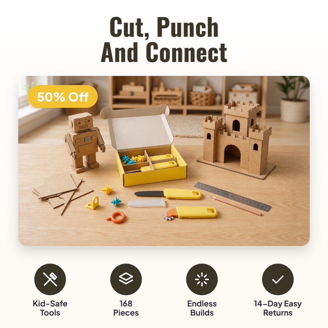 Buildo™ Kids Cardboard Construction Tool Kit - Hartwella