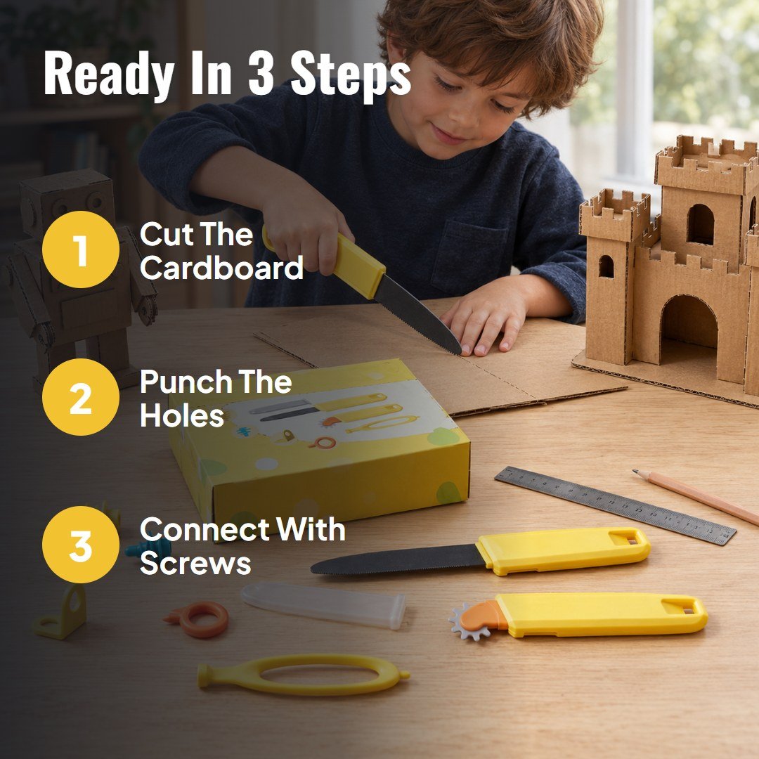 Buildo™ Kids Cardboard Construction Tool Kit - Hartwella