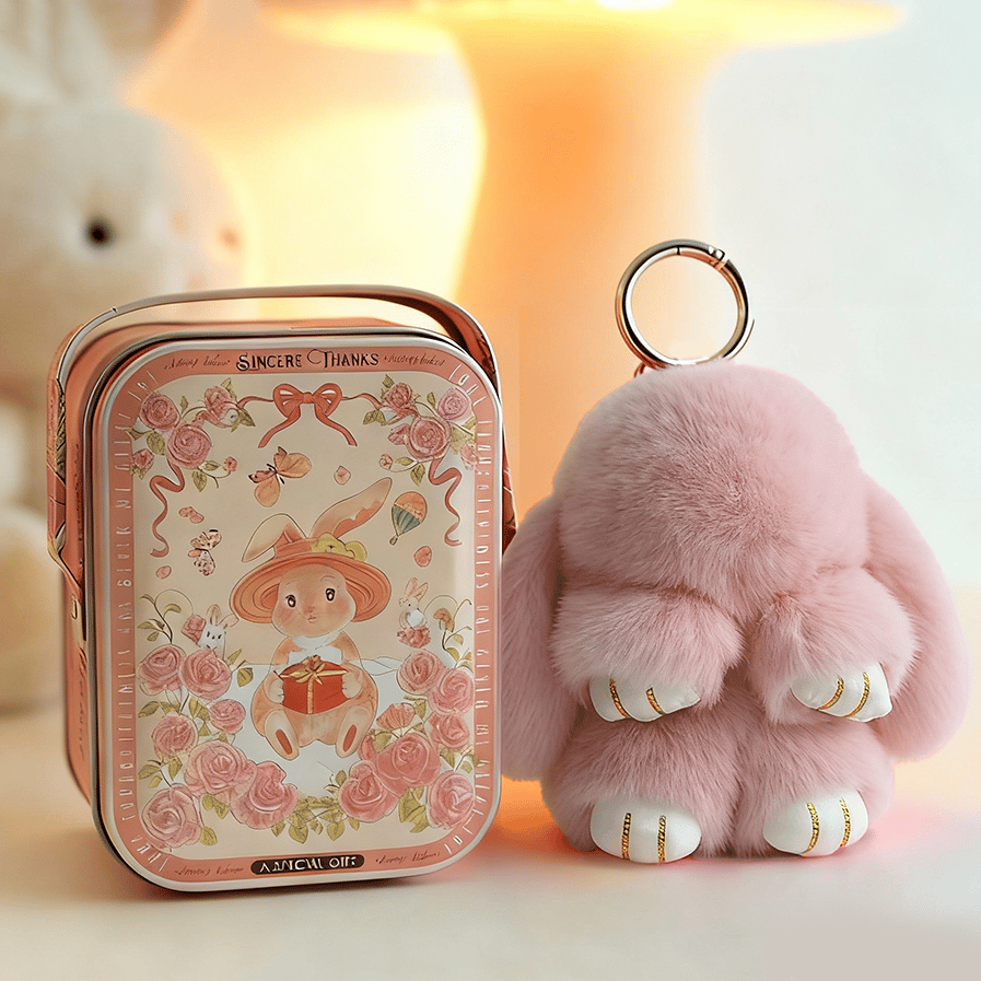 Bunny Charm Keychain | Ultra - Soft Faux Fur, Cute Design - Hartwella