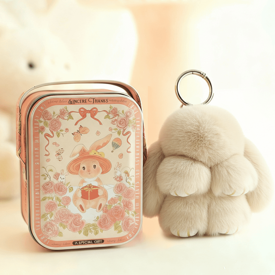 Bunny Charm Keychain | Ultra - Soft Faux Fur, Cute Design - Hartwella