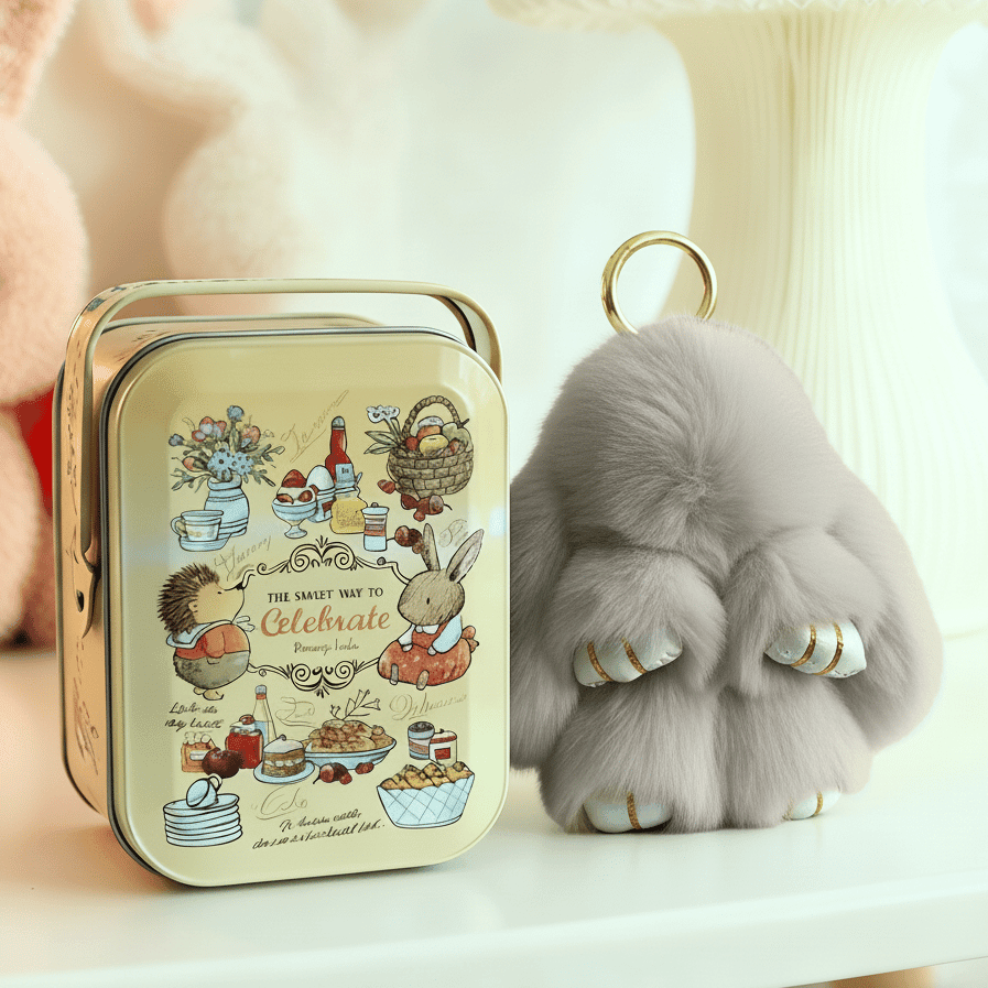 Bunny Charm Keychain | Ultra - Soft Faux Fur, Cute Design - Hartwella