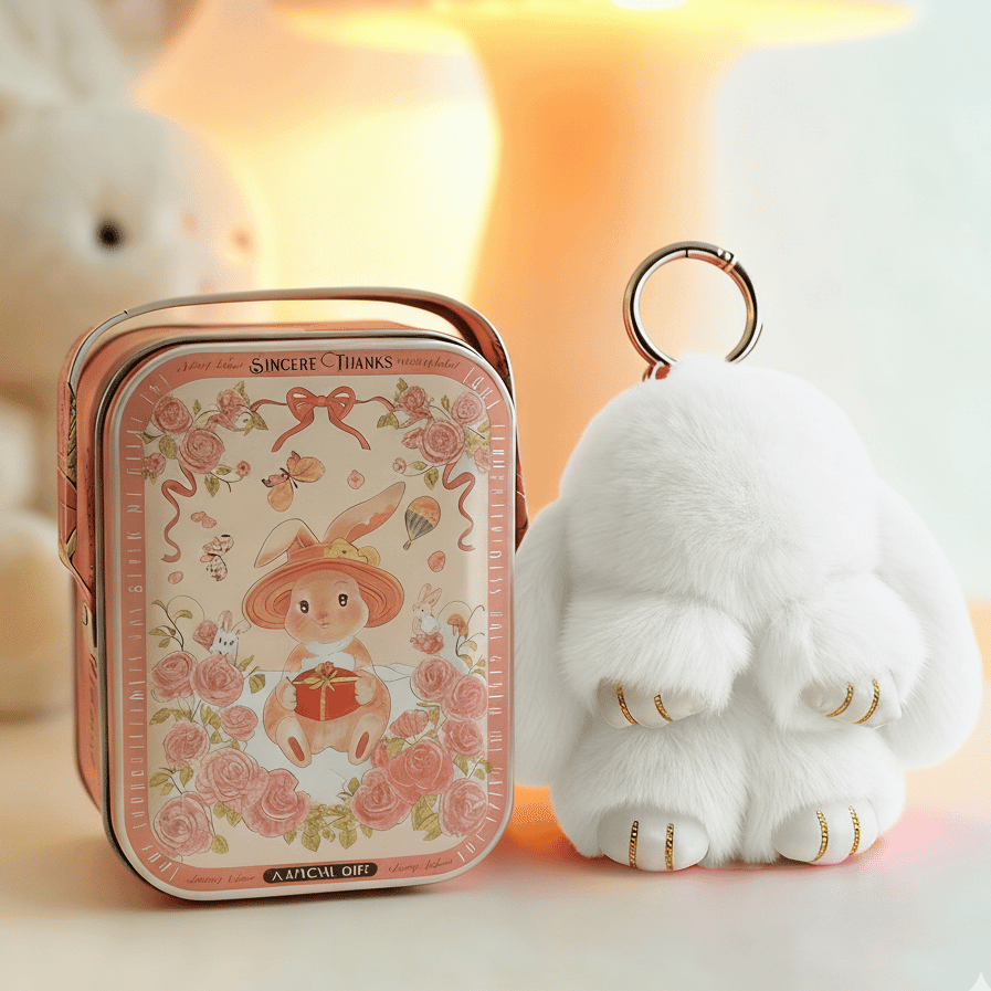 Bunny Charm Keychain | Ultra - Soft Faux Fur, Cute Design - Hartwella
