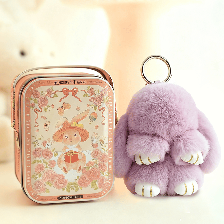 Bunny Charm Keychain | Ultra - Soft Faux Fur, Cute Design - Hartwella