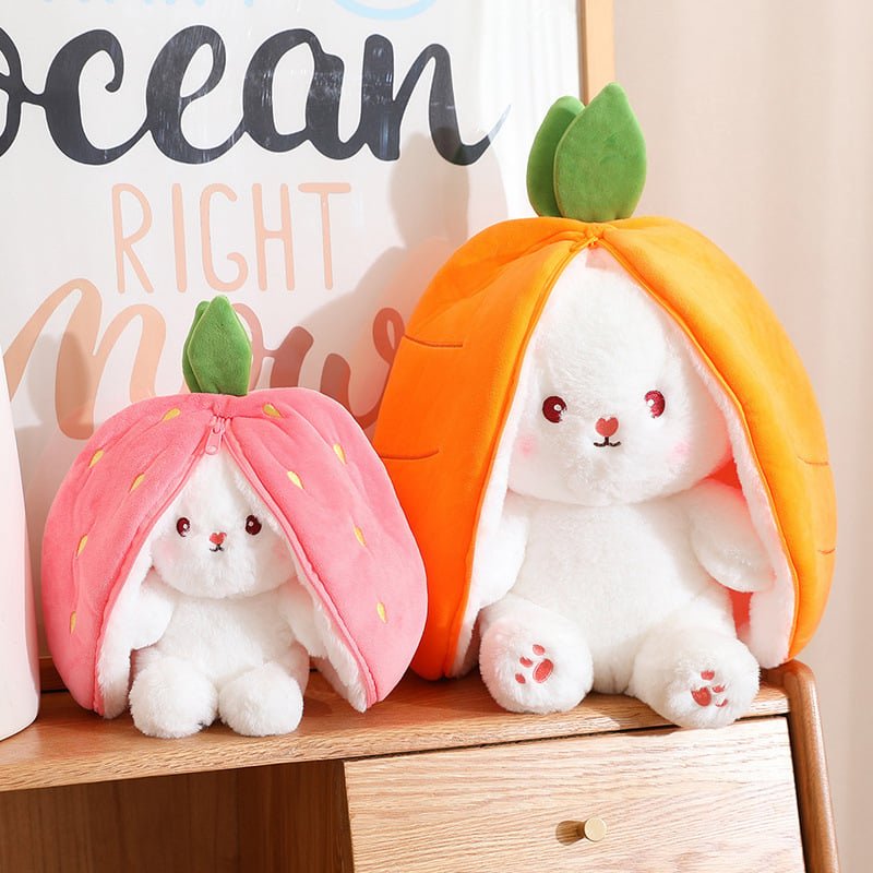 Bunny Plush Toy | Transformable Strawberry Rabbit, Soft PP Cotton - Hartwella