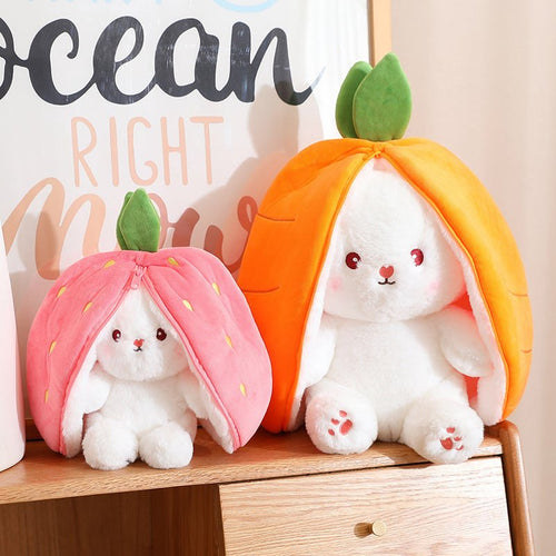 Bunny Plush Toy | Transformable Strawberry Rabbit, Soft PP Cotton - Hartwella