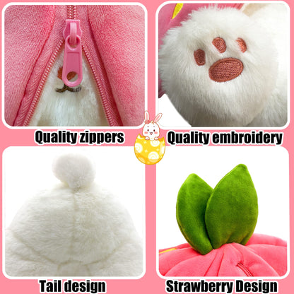 Bunny Plush Toy | Transformable Strawberry Rabbit, Soft PP Cotton - Hartwella