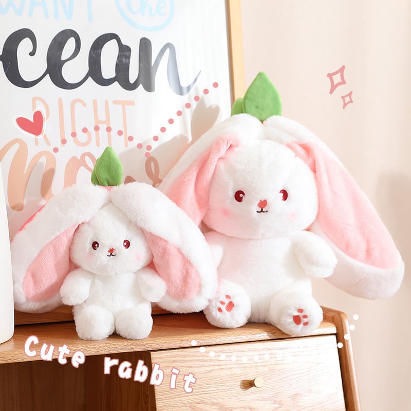Bunny Plush Toy | Transformable Strawberry Rabbit, Soft PP Cotton - Hartwella