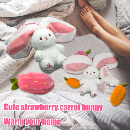 Bunny Plush Toy | Transformable Strawberry Rabbit, Soft PP Cotton - Hartwella