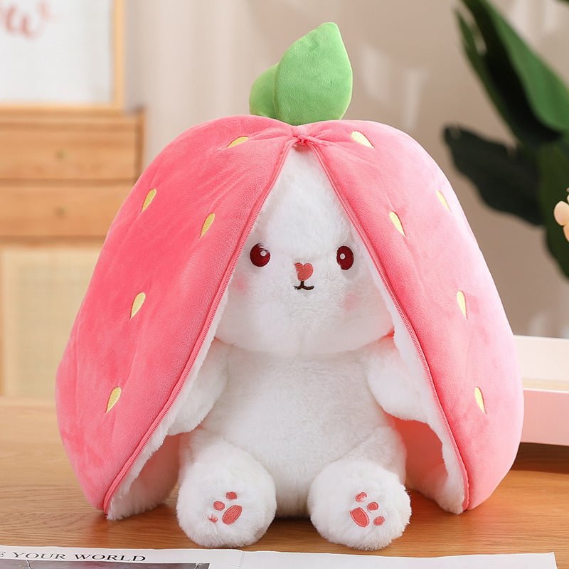 Bunny Plush Toy | Transformable Strawberry Rabbit, Soft PP Cotton - Hartwella