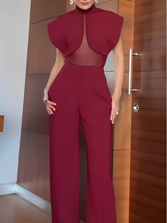 Burgundy Mesh Set | High Neck, Slim Fit - Hartwella