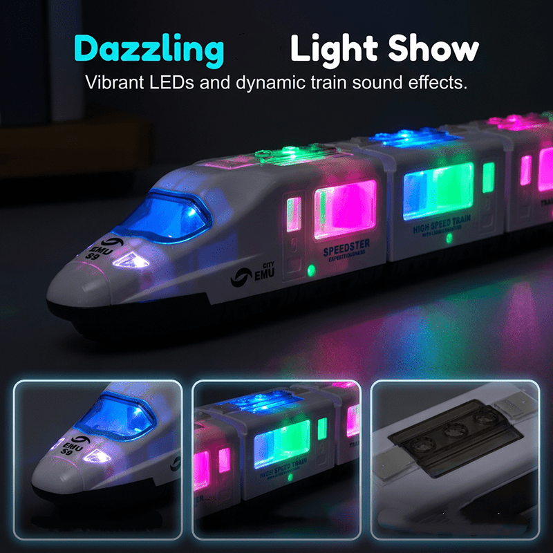 Buzzy Bullet Train Toy | Interactive Lights, Music & Bump-and-Go Action - Hartwella