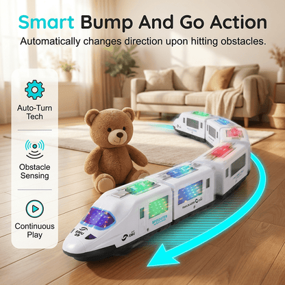 Buzzy Bullet Train Toy | Interactive Lights, Music & Bump-and-Go Action - Hartwella