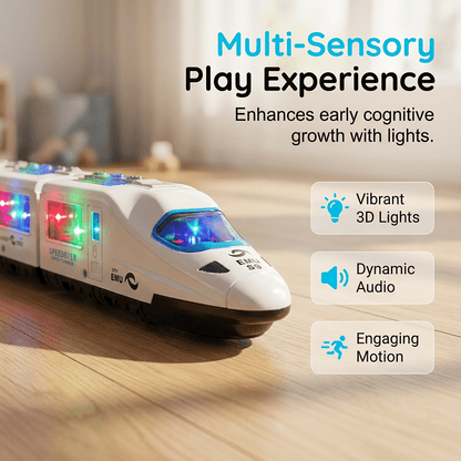 Buzzy Bullet Train Toy | Interactive Lights, Music & Bump-and-Go Action - Hartwella