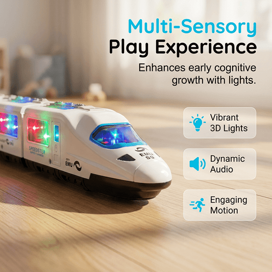 Buzzy Bullet Train Toy | Interactive Lights, Music & Bump-and-Go Action - Hartwella